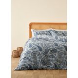 Bella Maison %100 Pamuk Saten Paisley Çift Kişilik Nevresim Takımı Mavi (200X220 Cm) - 200 x 220 cm