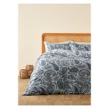 Bella Maison %100 Pamuk Saten Paisley Çift Kişilik Nevresim Takımı Mavi (200x220 cm)