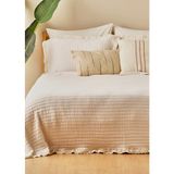 Bella Maison %100 Pamuk Vintage Çift Kişilik Yatak Örtüsü Seti Krem (240X260 Cm) - 240 x 260 cm