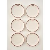 Bella Maison Bonheur Porselen 6'lı Pasta Tabağı Seti Bordo (21 Cm)
