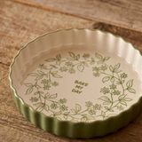 Bella Maison Floral Stoneware Fırın Kabı Haki Renk 26X5 Cm Seramik Malzemeden Yuvarlak Tepsi - 26 cm