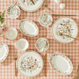 Bella Maison Flores Porselen 26 Parça 6 Kişilik Kahvaltı Takımı Çiçek Desenli Renkli Elips Tabaklar
