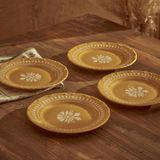Bella Maison Indian Porselen 4'lü Pasta Tabağı Seti Hardal (21 Cm)