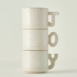Bella Maison Joy Stoneware Yılbaşı 3'lü Kupa Seti Krem (390 cc)