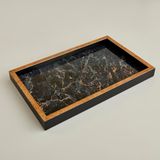 Bella Maison Marmo Cam Tepsi Siyah (22x37 cm)