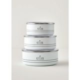 Bella Maison My Kitchen 3'lü Emaye Saklama Kabı Seti Beyaz 700 ml 1000 ml 1400 ml Çok Amaçlı Kullanım