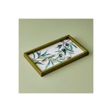 Bella Maison Olive Dekoratif Cam Tepsi Yeşil (22x37 cm)
