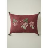 Bella Maison Rose Nakışlı Kırlent Kılıfı Mürdüm (35x50 Cm) Mürdüm