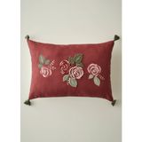 Bella Maison Rose Nakışlı Kırlent Kılıfı Mürdüm 35X50 Cm Şık Desenli ve Kolay Temizlenebilir Dekoratif Yastık - Custom