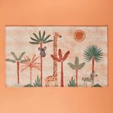 BELLA MAISON Safari Kids Hayvan Baskılı%100 Polyester Kilim, Somon, 80x150 cm