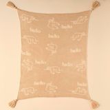 BELLA MAISON Sloth Hayvan Baskılı%100 Akrilik Battaniye, Bej, 100x120 cm