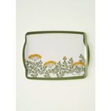 Bella Maison Yeşil Renkli Garden Melamin Tepsi 42x31 cm Kaymaz Tabanlı Kullanım Kolaylığı Sunar