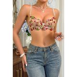 Bella Notte Çiçek Nakışlı Tül Sütyen Külot Takımı - Beyaz - 90B
