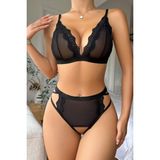 Bella Notte Siyah Seksi Özel Bölgesi Açık Tül Sütyen Takım 16032 - Standart