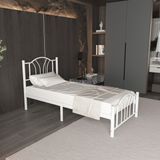 Bella Tek Kişilik Ferforje Metal Karyola - Beyaz - 90 x 190 cm
