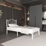 Bella Tek Kişilik Ferforje Metal Karyola - Beyaz - 90 x 200 cm