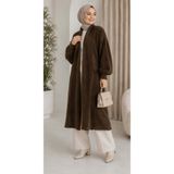 BELLA VESTE ATELİER Kadın Şal Yaka Oversize Triko Ve Sakallı Tüylü Uzun Hırka