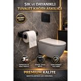 BellaBagno Yapışkanlı Lüks Tasarım Lamalı Tuvalet Kağıtlığı Siyah, Tuvalet Kağıt Askısı