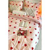 Bellahomeart Kalpli Çift Kişilik Nevresim Seti | Nevresim Ve Yastık Kılıfı | ÇARŞAFSIZ Kalp Desenli