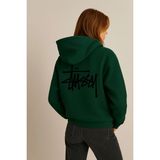 Bellanova 3 Iplik Kalın Kumaş Kapüşonlu Kanguru Cepli Arka Baskı Detaylı Oversize Rahat Günlük Hoodie - 2XL - Haki