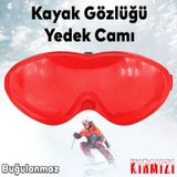 Bellasimo Çerçevesiz Kayak Gözlüğü Camı Lens Değiştirebilir Cam Antifog Güneş Kar Gözlük Camı Kırmızı