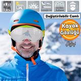 Bellasimo Kayak Snowboard Gözlüğü Buğulanmaz Değiştirilebilir Şeffaf Camlı Antifog Kar Gözlük