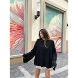 Bellavita Botuique Oversize Salaş Triko Kazak – Siyah - Kahverengi