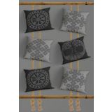 Belle Benoit Modern Tasarım Çift Tarafı 3D Dijital Baskılı Dekoratif 6'lı Koltuk Yastık Kılıfı, Kırlent Kılıfı Seti (Gri Antrasit Viking)