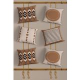 Belle Benoit Modern Tasarım Çift Tarafı 3D Dijital Baskılı Dekoratif 6'lı Koltuk Yastık Kılıfı, Kırlent Kılıfı Seti (Kahverengi Bohem)