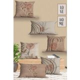 Belle Benoit Modern Tasarım Çift Tarafı 3D Dijital Baskılı, Yumuşak Doku Dekoratif, Hediyelik 4 adet Kara 43x43 cm Koltuk Kırlent Kılıfı ve 2 adet Dikdörtgen 30x50 cm Koltuk Kırlent Kılıfı Seti (Bej Bakır)