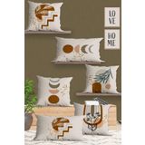 Belle Benoit Modern Tasarım Çift Tarafı 3D Dijital Baskılı, Yumuşak Doku Dekoratif, Hediyelik 4 adet Kara 43x43 cm Koltuk Kırlent Kılıfı ve 2 adet Dikdörtgen 30x50 cm Koltuk Kırlent Kılıfı Seti (Bej Bohem)