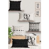 Belle Benoit Modern Tasarım Çift Tarafı 3D Dijital Baskılı, Yumuşak Doku Dekoratif, Hediyelik 4 adet Kara 43x43 cm Koltuk Kırlent Kılıfı ve 2 adet Dikdörtgen 30x50 cm Koltuk Kırlent Kılıfı Seti (Siyah Beyaz HSH)