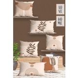 Belle Benoit Modern Tasarım Çift Tarafı 3D Dijital Baskılı, Yumuşak Doku Dekoratif, Hediyelik 4 adet Kara 43x43 cm Koltuk Kırlent Kılıfı ve 2 adet Dikdörtgen 30x50 cm Koltuk Kırlent Kılıfı Seti (Turuncu Bohem)