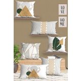 Belle Benoit Modern Tasarım Çift Tarafı 3D Dijital Baskılı, Yumuşak Doku Dekoratif, Hediyelik 4 adet Kara 43x43 cm Koltuk Kırlent Kılıfı ve 2 adet Dikdörtgen 30x50 cm Koltuk Kırlent Kılıfı Seti (Yeşil Beyaz)