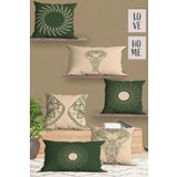 Belle Benoit Modern Tasarım Çift Tarafı 3D Dijital Baskılı, Yumuşak Doku Dekoratif, Hediyelik 4 adet Kara 43x43 cm Koltuk Kırlent Kılıfı ve 2 adet Dikdörtgen 30x50 cm Koltuk Kırlent Kılıfı Seti (Yeşil Fil)