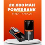 Belle Fusion Bfs 20.000 Mah Powerbank – 22.5W Hızlı Şarj, Çok Kablolu, Dijital Göstergeli
