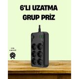 Belle Fusion Mey Ithalat® 2500W Güçlü 6’lı Priz USB ve Type-C Çıkışlı Termal Korumalı