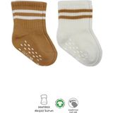 Belle Fusion Mey Ithalat® 2'li Çemberli Kaymaz Soket Çorap 10125 Ekru Hardal - Çok Renkli