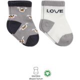 Belle Fusion Mey Ithalat® 2'li Love Dog Penye Soket Çorap 10118 Gri