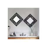 Belle Fusion Mey İthalat® 2'li Set Kırılmaz Pleksi Dekoratif Duvar Aynası - 22.5x22.5 cm Geometrik Çerçeveli 1. S