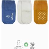 Belle Fusion Mey Ithalat® 3'lü Basic Kaymaz Penye Soket Çorap 10107 Indigo Ekru Hardal