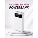 Belle Fusion Mey Ithalat® 4 Çıkışlı 20.000 Mah Powerbank Taşınabilir Çoklu Giriş - Çok Renkli