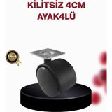 Belle Fusion Mey Ithalat® 4 cm Döner Ayak Kilitsiz 4 Adet Mobilya ve Sehpa Ayağı
