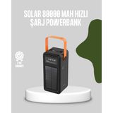 Belle Fusion Mey Ithalat® 80000 Mah Solar Powerbank Göstergeli Fenerli Hızlı Şarj Taşınabilir Şarj Cihaz - Çok Renkli