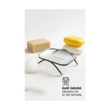 Belle Fusion Mey Ithalat® Ayaklı Sabunluk – Su Giderli, Şeffaf Tasarım, 12 x 9 Cm, Tezgah Üstü Kullanım