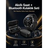 Belle Fusion Mey Ithalat® Kablosuz Bluetooth Kulaklık ve Kordon Hediyeli Akıllı Saat Nabız Ölçer Uzun Pil - Çok Renkli