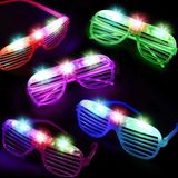 Belle Fusion Mey Ithalat® LED Işıklı Pilli Panjur Şekilli Rengarenk Yanıp Sönen Lüks Parti Gözlüğü Karışık 12 Adet