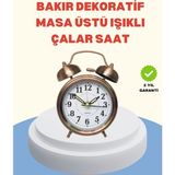 Belle Fusion Mey Ithalat® Metal Bronz Nostaljik Masa Saati Alarmlı Büyük Boy Sessiz Mekanizmalı