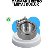 Belle Fusion Mey Ithalat® Metal Küllük Çakmaklı Masa Üstü Şık Tasarım
