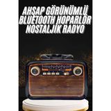 Belle Fusion Mey Ithalat® Nostaljik Görünümlü Ahşap Radyo Tf Sd USB Girişli LED Fener Işıklı
